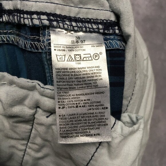 Gap Khakis Mens Quilted Patchwork Shorts size 38 Blue Flat Front Cotton Pockets - Picture 9 of 10